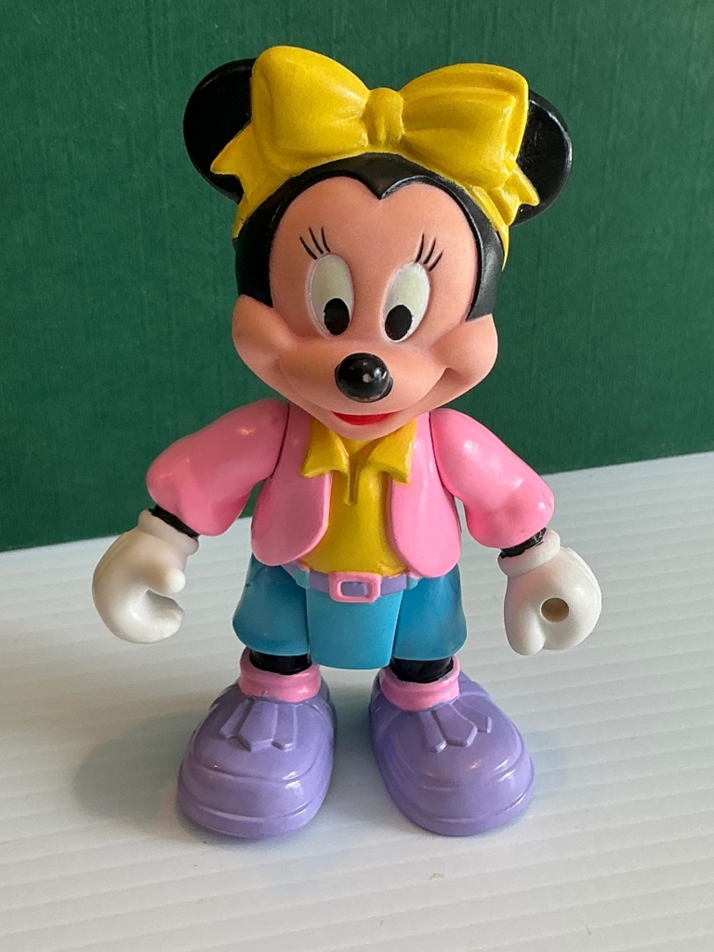 Vintage 1990s Arco Mattel Minnie Mouse Action Figure 4.5" Pink Teal Disney